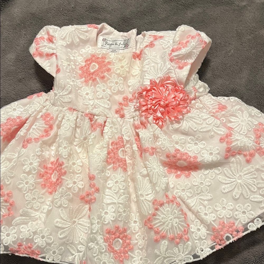 Pippa & Julie Pink and White Floral Dress size 3 month